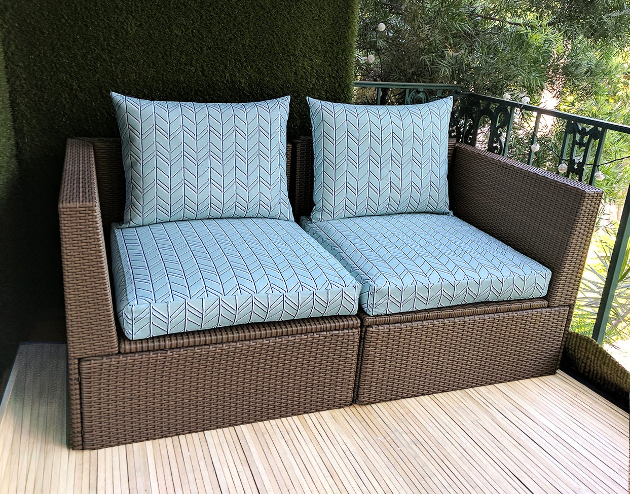 Light Blue Chevron Ikea Outdoor Slip Cover Kungso Hallo