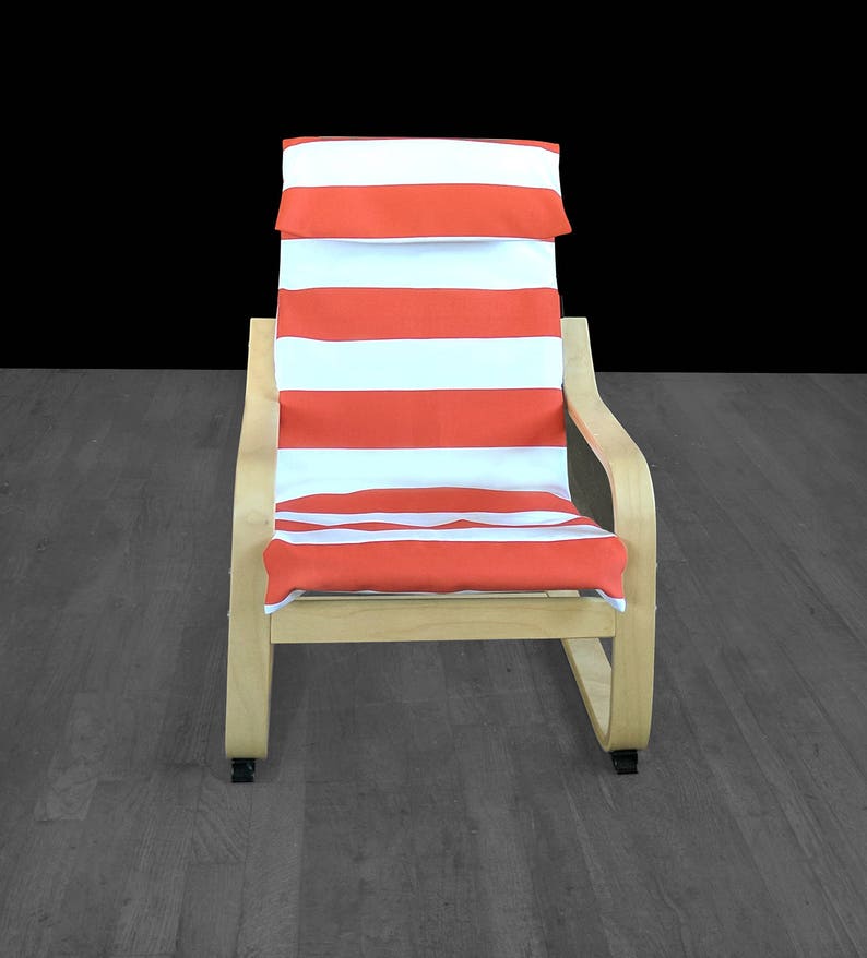 Orange Cabana Stripe Ikea Kids Poang Chair Cover Etsy