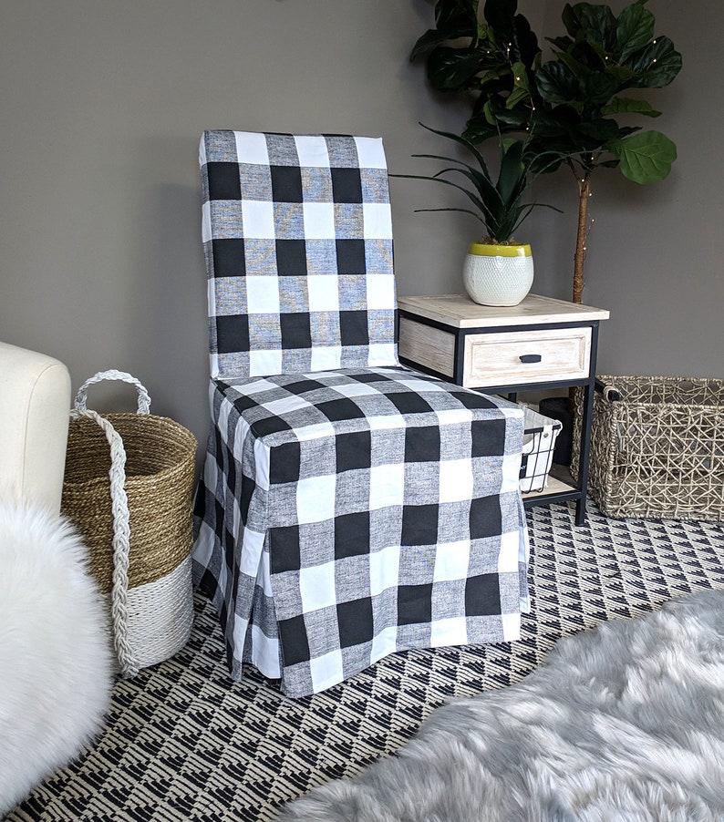 Ikea Dining Chair Cover Plaid Buffalo Check Black White Image 0