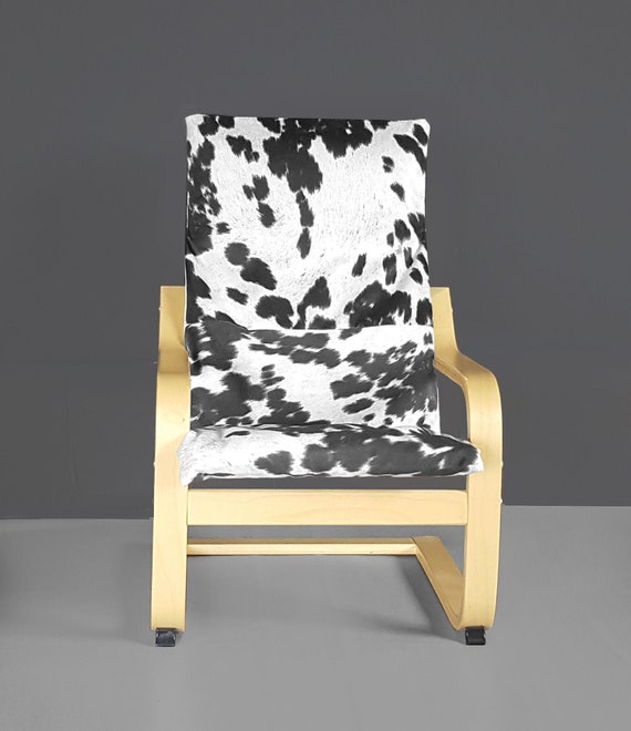 Black Faux Cowhide Animal Print Ikea Kids Poang Cushion Etsy