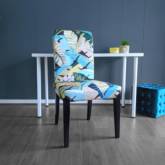 Blush Pink Teal Jungle Print Ikea Henriksdal Dining Chair Etsy