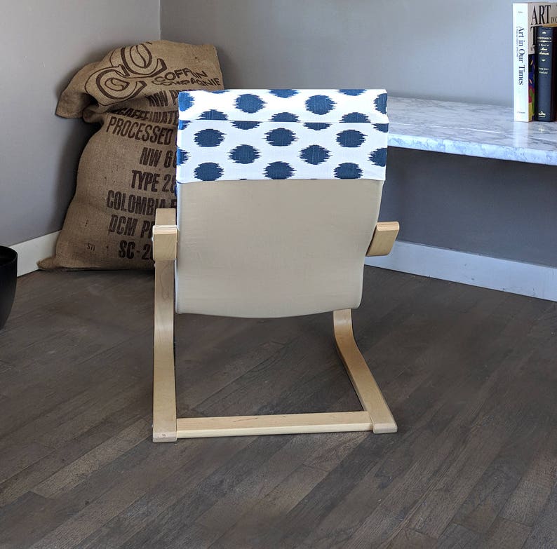 Custom Childrens Poang Seat Cover Patchwork Navy Blue Polka Dot Kids Ikea Poang Chair Cover