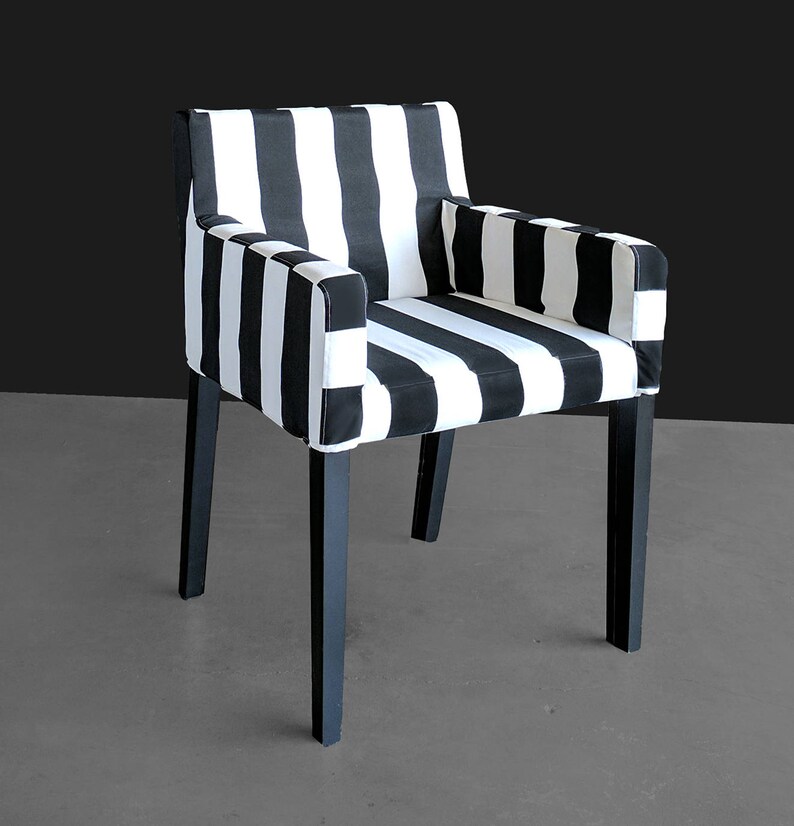 Ikea Nils Chair Slip Cover Cabana Stripe Black White Image 0