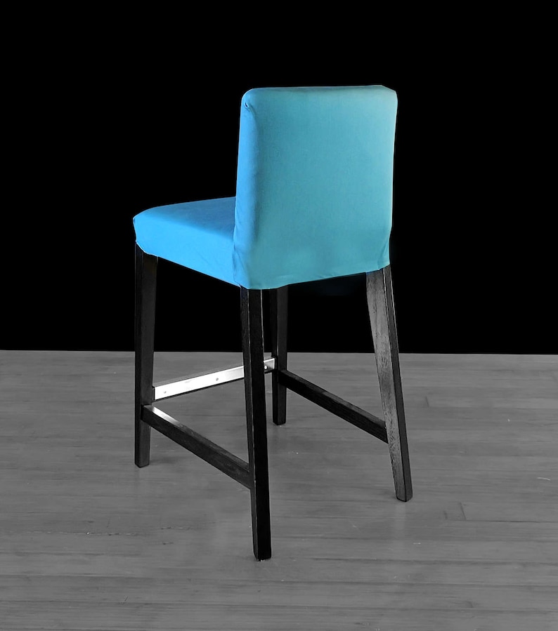 Suede Solid Peacock Teal Blue IKEA HENRIKSDAL Bar Stool Chair Cover