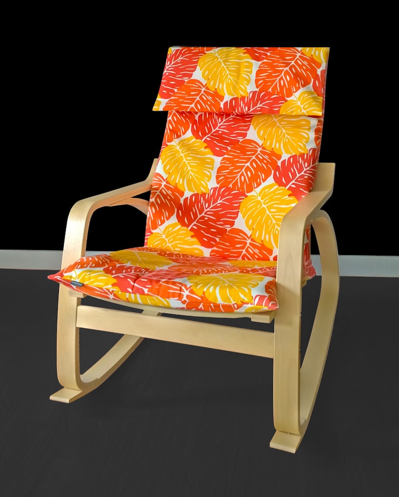 Leaf Ikea Seat Cover Orange Leaves Poang Chair Cover Tropical Ikea Cushion Cover