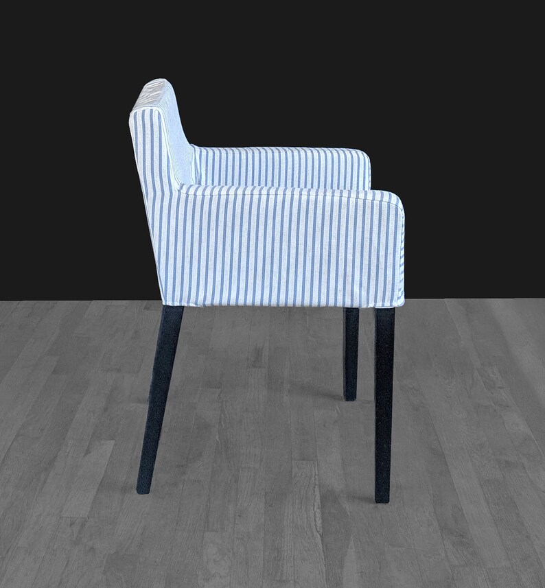 IKEA NILS Chair Slip Cover Indigo Blue Ticking Stripe