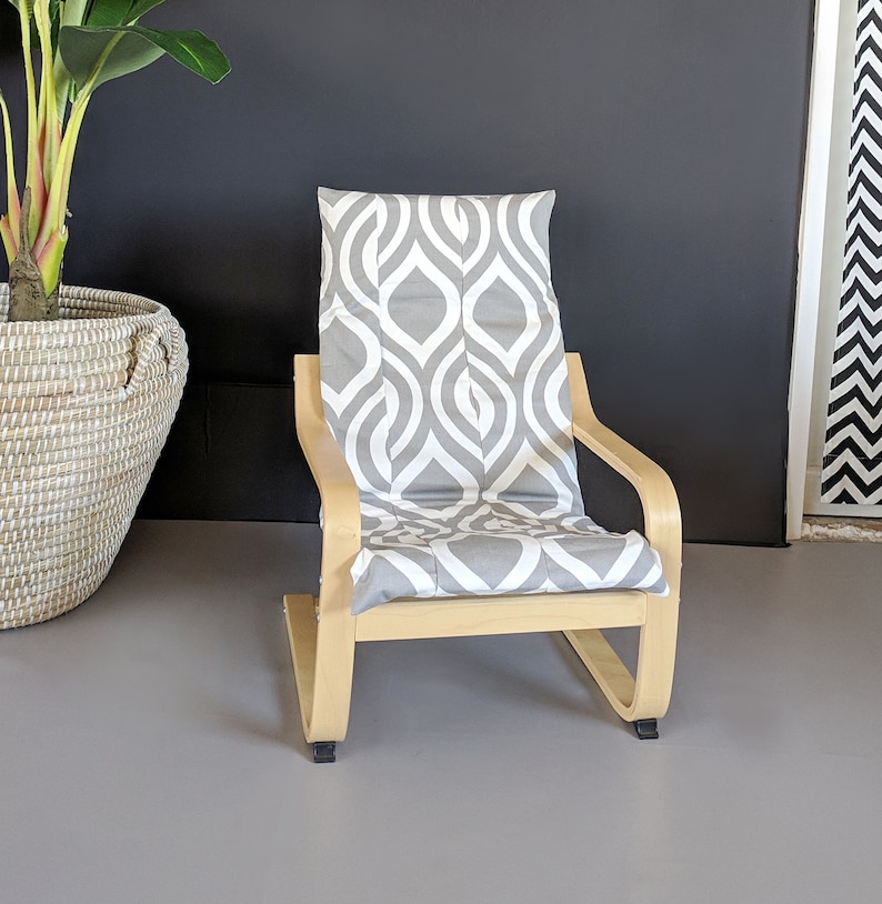 Ready to Ship Patchwork Gray Retro Print IKEA Childrens PO\u00c4NG Cushion Slipcover