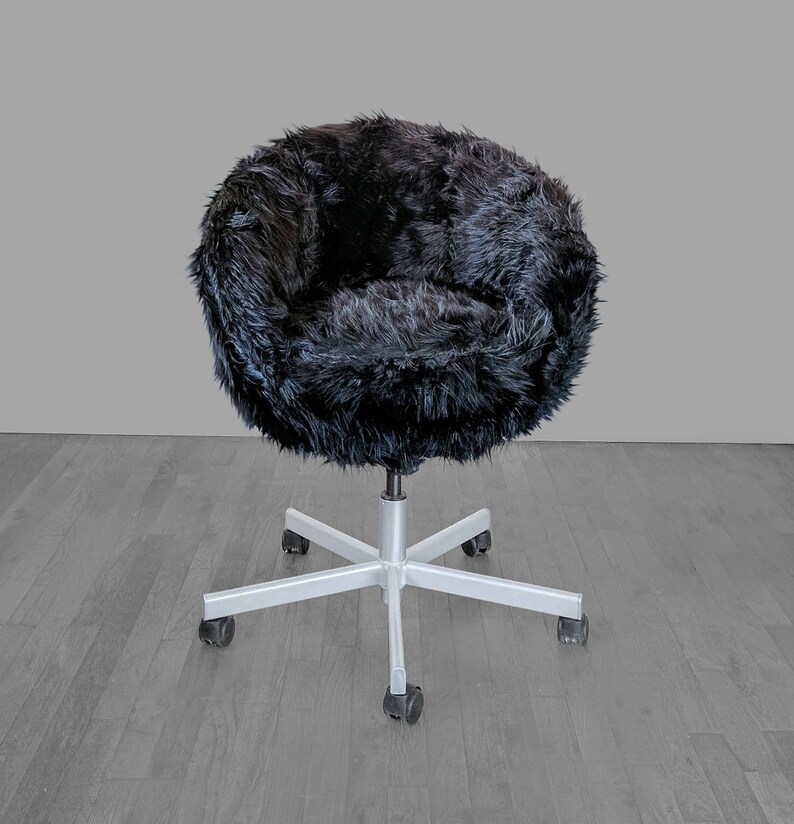 Ikea Skruvsta Chair Slip Cover Swivel Black Faux Fur