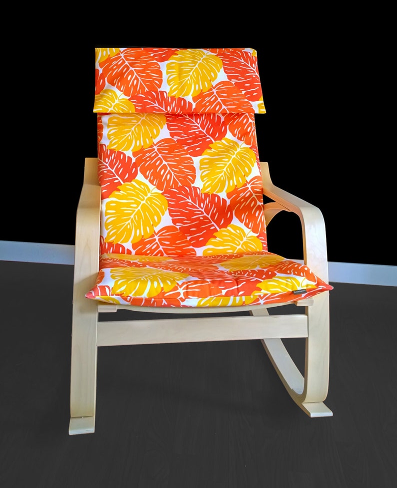 Leaf Ikea Seat Cover Orange Leaves Poang Chair Cover Tropical Ikea Cushion Cover