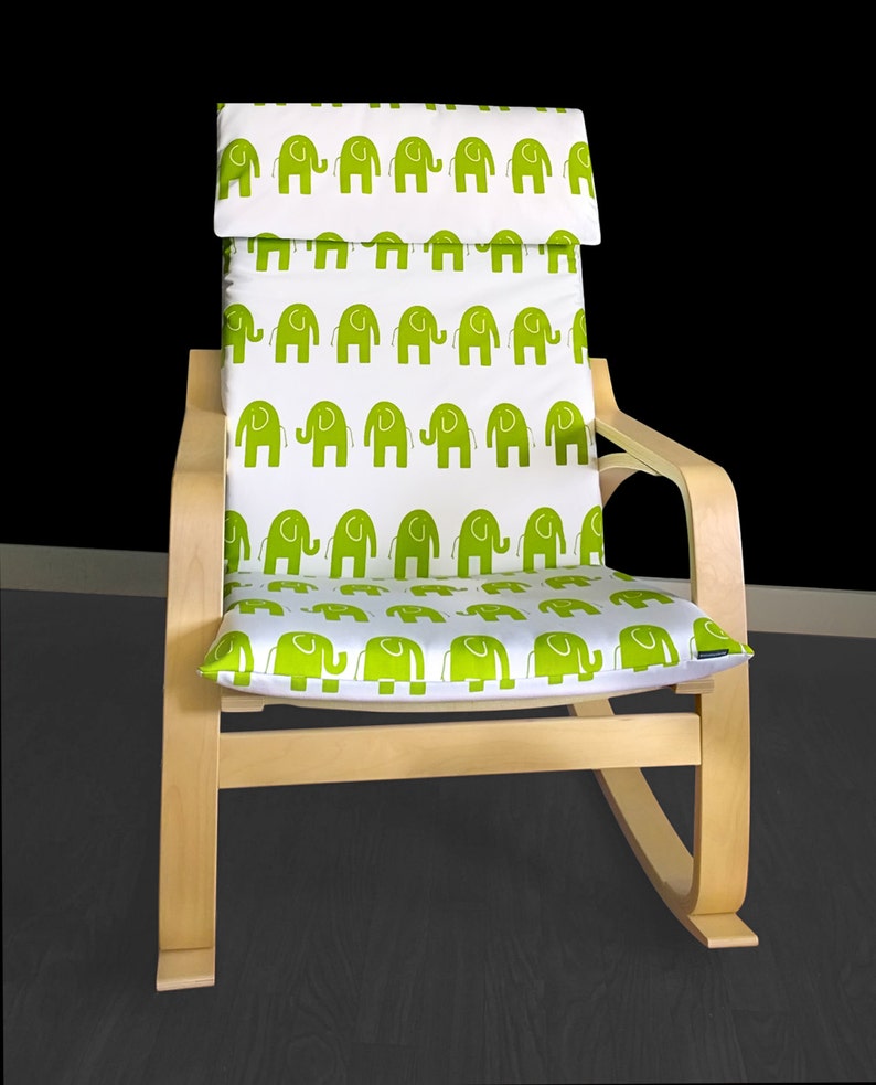 White Green Elephant Ikea Poang Cushion Slip Cover Ready To Etsy