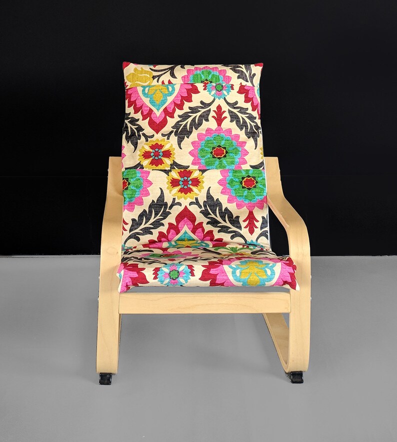 Flower Design Kids Ikea Poang Chair Cover Patchwork Style Etsy