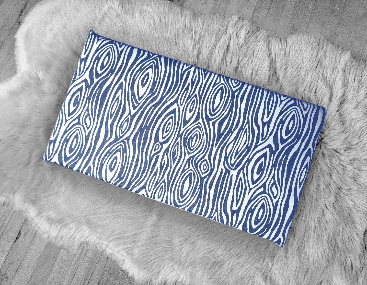 Navy Blue Woodgrain Tree Print Ikea Stuva Bench Pad Slip Cover