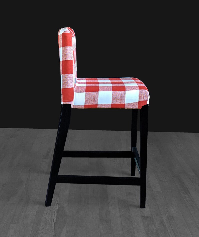 IKEA Bar Stool Chair Cover Red Buffalo Check Print HENRIKSDAL