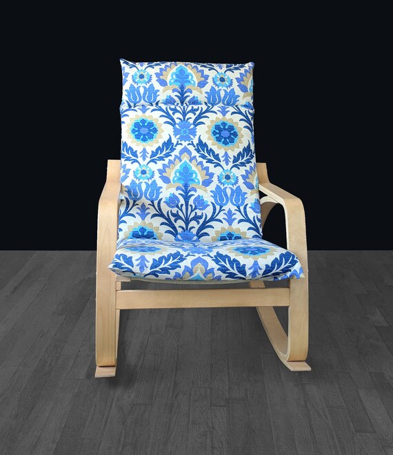 Ikea Poang Polster Husse Santa Maria Blau Floral Azure Etsy