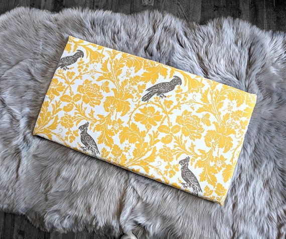 Yellow Bird Print Ikea Bench Pad Slip Cover Cockatoo Floral Etsy