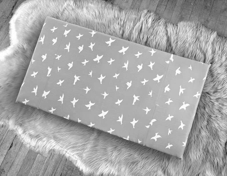 Gray Bird Print Ikea Stuva Bench Pad Slip Cover Etsy