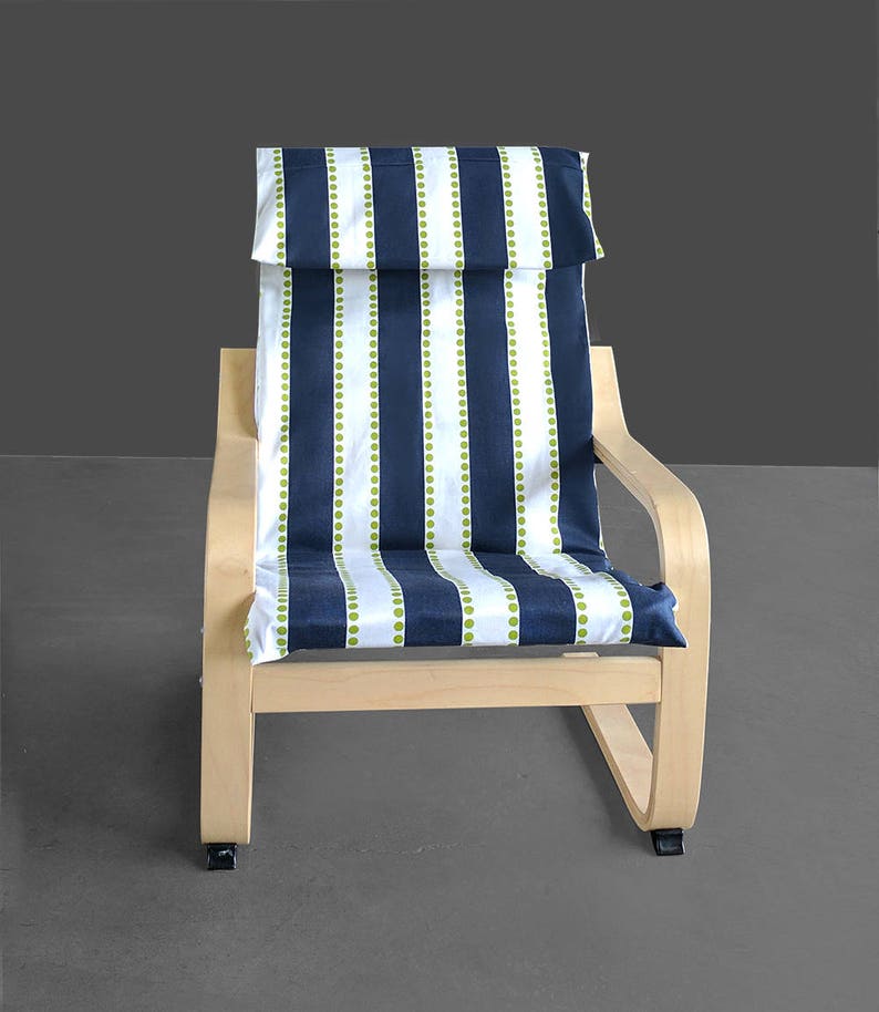 Navy Blue Stripe Ikea Kids Poang Chair Cover Ready To Ship Etsy