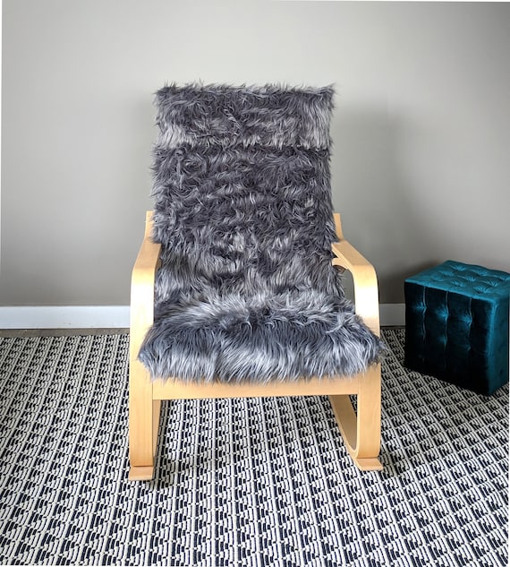 Gray Fur Ikea Poang Cushion Slipcover Custom Fur Ikea Chair Etsy