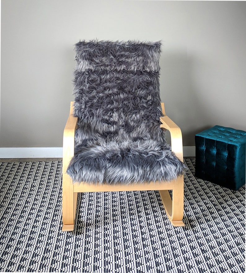 Gray Fur Ikea Poang Cushion Slipcover Custom Fur Ikea Chair Cover