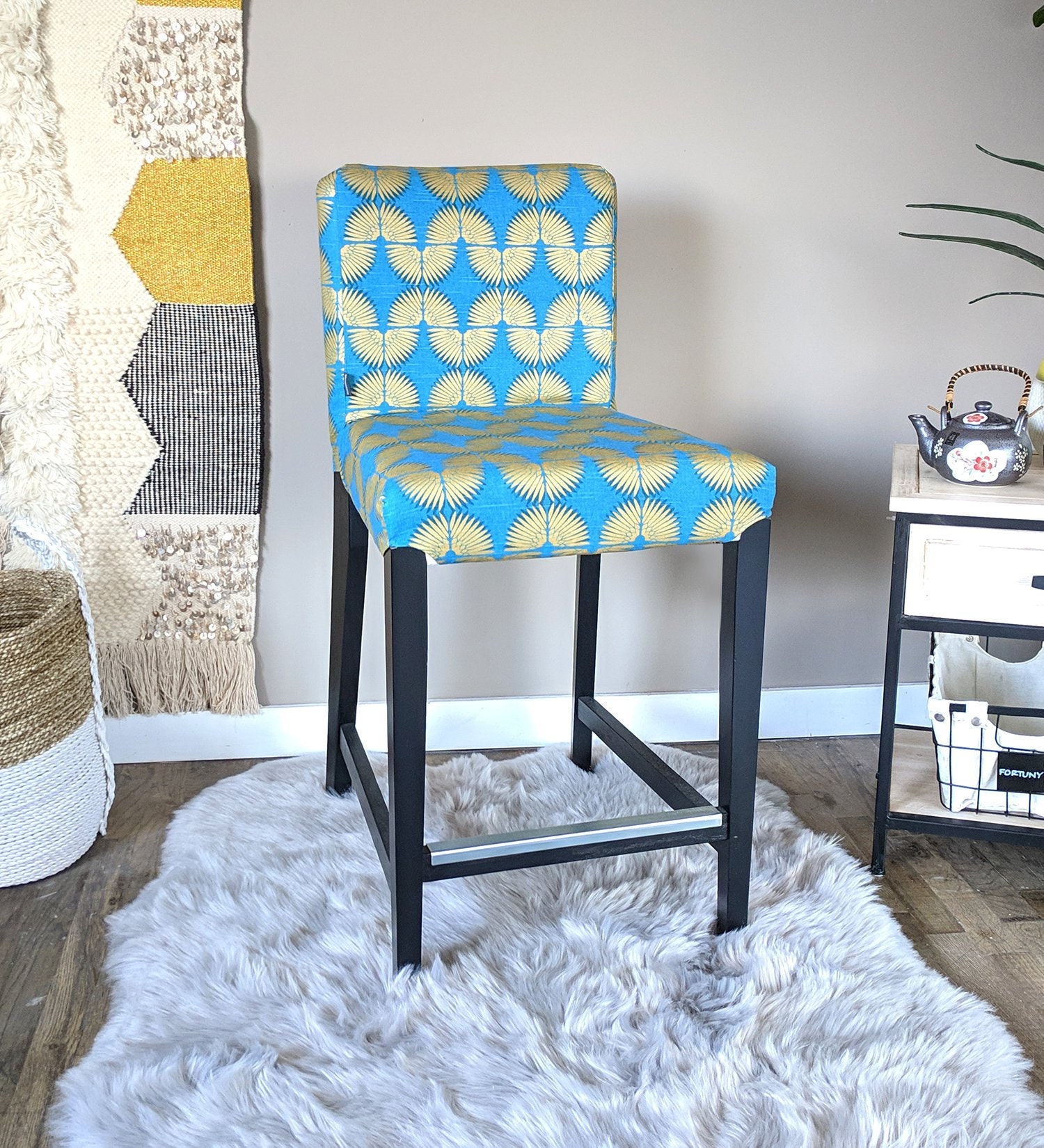 Tribal Print Henriksdal Bar Stool Chair Cover Caterpillar Gallery Photo