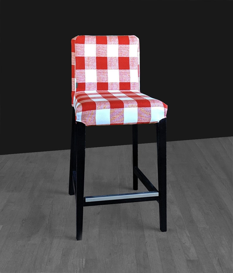 IKEA Bar Stool Chair Cover Red Buffalo Check Print HENRIKSDAL