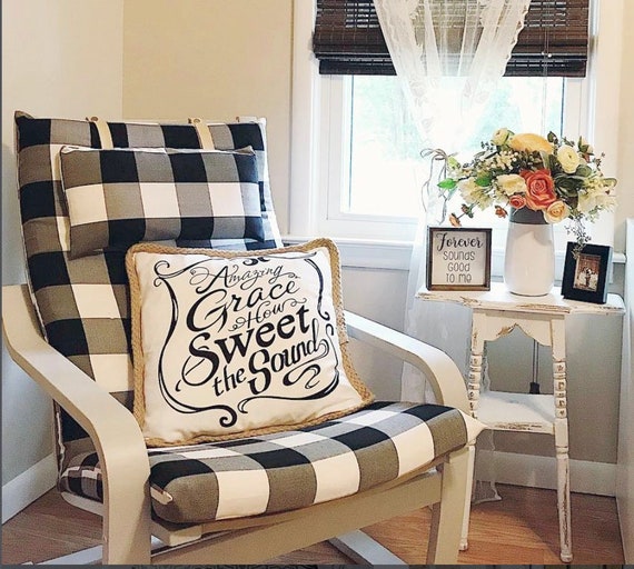 Ikea Poang Boerderij Buffalo Controleren Zachte Zwarte Ikea Etsy