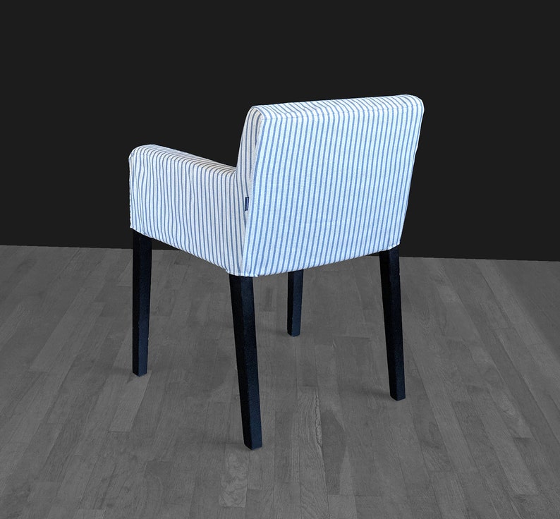 IKEA NILS Chair Slip Cover Indigo Blue Ticking Stripe