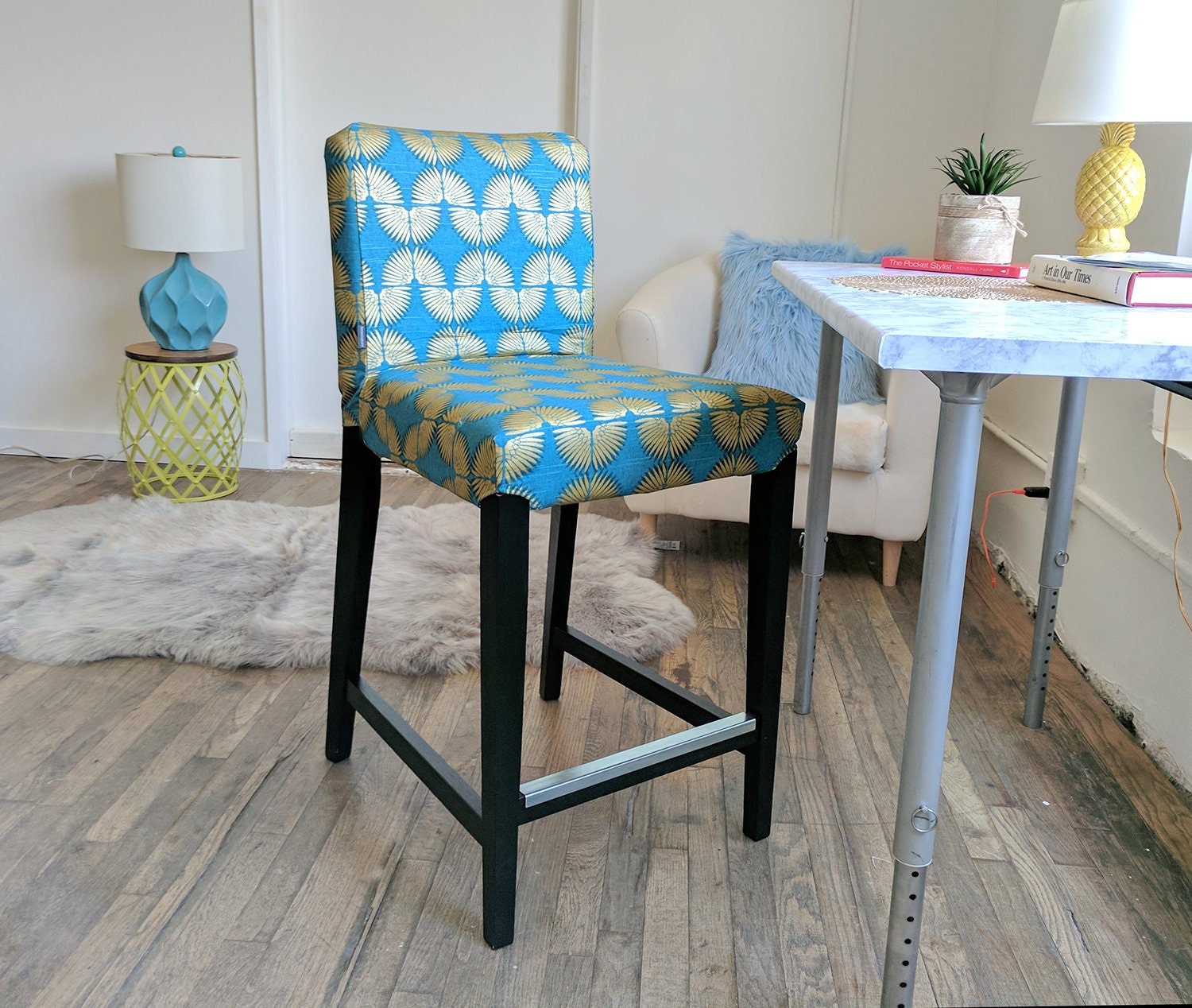 Tribal Print Henriksdal Bar Stool Chair Cover Caterpillar 50