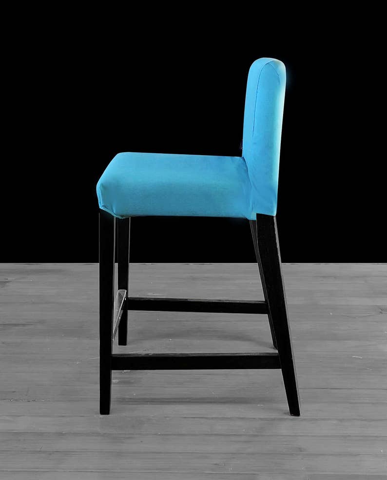 Suede Solid Peacock Teal Blue IKEA HENRIKSDAL Bar Stool Chair Cover