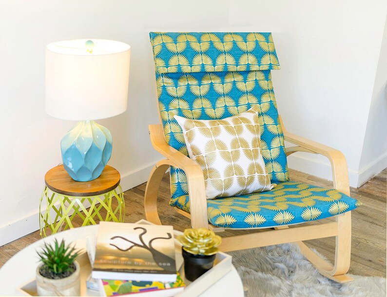 Pea Blue Metallic Gold Ikea PoÄng Chair Cover