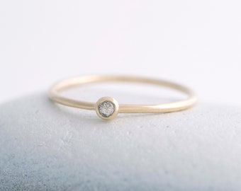 Tiny Diamond Ring, Gold Stackable Ring,