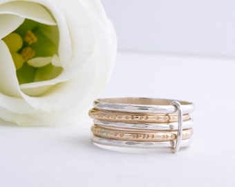 Stackable Rings, Stacking Ring Set, Two-tone Stacking Ring