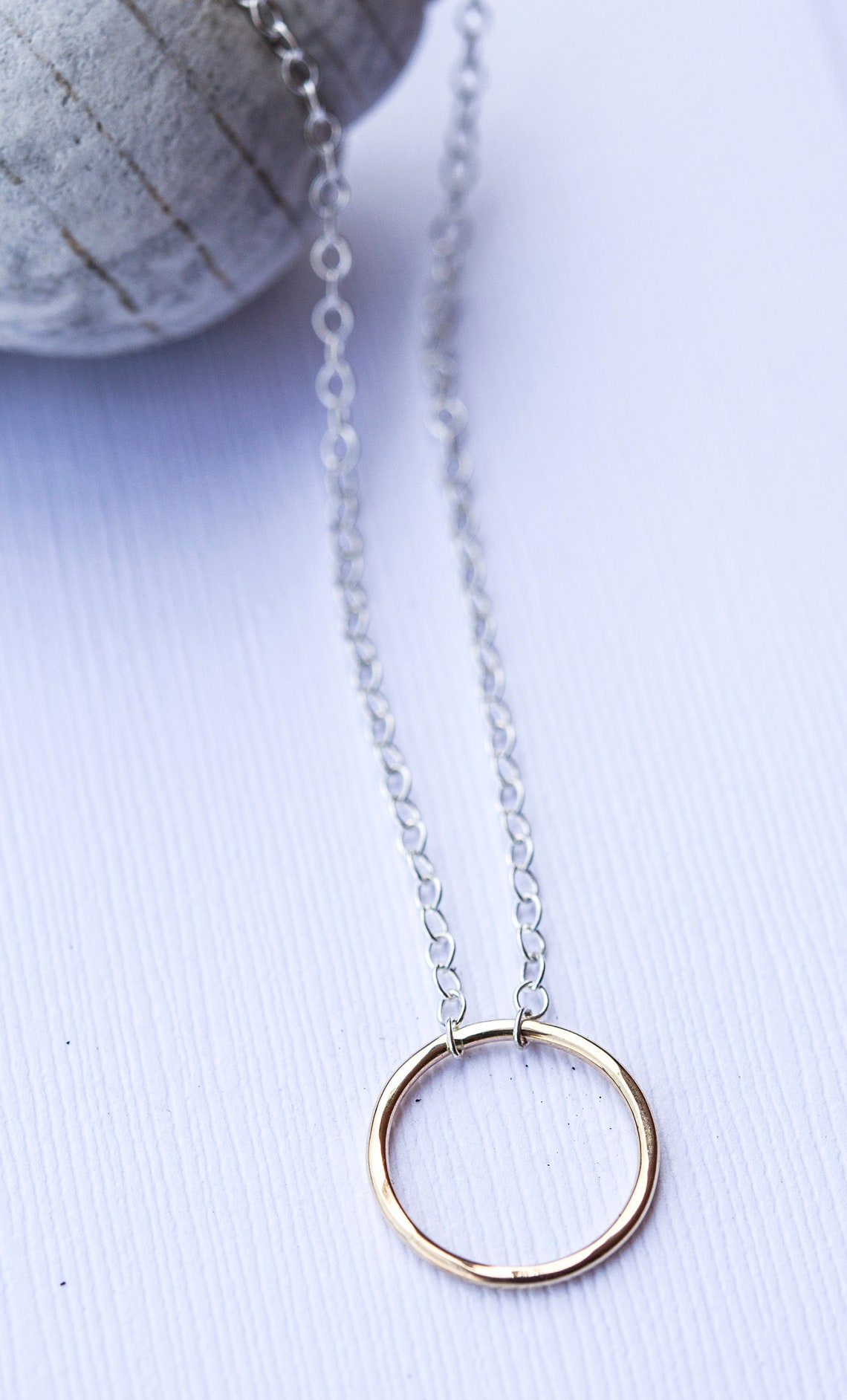 Small Gold Circle Necklace Etsy