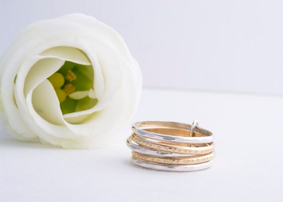 Stackable Rings Stacking Ring Set Two tone Stacking Ring Etsy