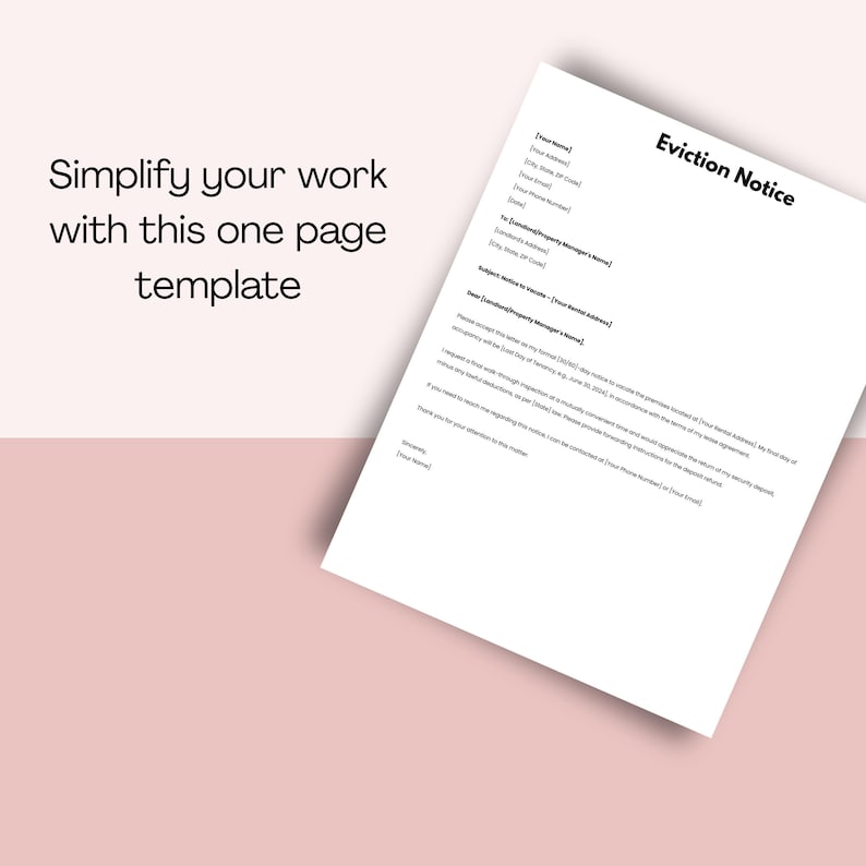 Eviction Notice, Printable Landlord Notice to Vacate Form Template ...