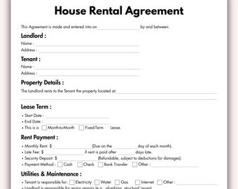 Contrato de arrendamiento de vivienda, plantilla imprimible, contrato de vivienda editable, descarga instantánea de alquiler de propiedad.