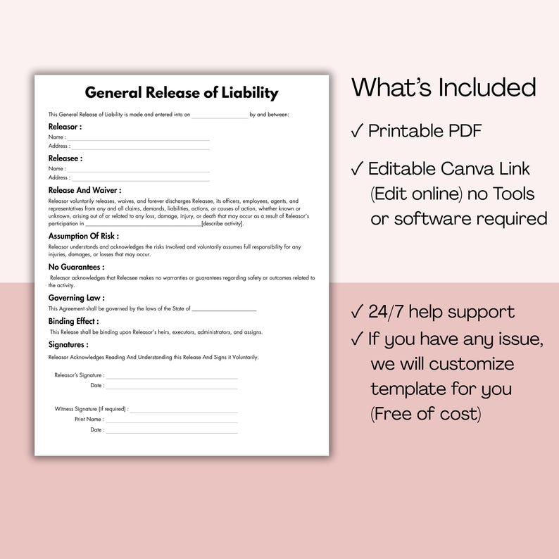 General Release of Liability, Printable Informed Consent Form Template ...