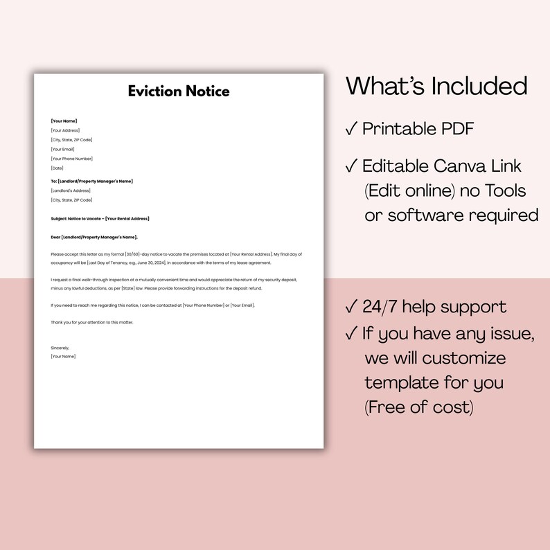 Eviction Notice, Printable Landlord Notice to Vacate Form Template ...