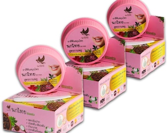 Thaise natuurlijke whitening-tandpasta NOKTHAI met kruidnagel, set van 3 x 25 g