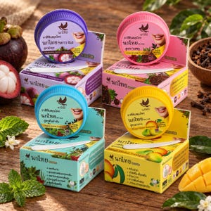 NOKTHAI Thai örttandkrämsset, 4 x 25 g – Original Hernal, kryddnejlika, mangostan och mango
