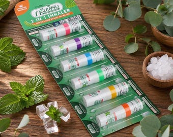 Thaise aromatische neusinhalatorstick groen kruid 2-in-1 met menthol en eucalyptus, set van 6 x 2 ml