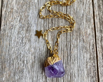 Blessed & Glowing Necklace | Mystery Power Crystal Necklaces | Amethyst Necklace Spiritual Gift for Her | Natural Stone Goddess Jewel