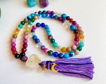 Radiant Path Kids Mala Beads necklace | Chakras Mini Mala for Kids | Chakra Stones necklace Kids Meditation beads | Chakra necklace for girl