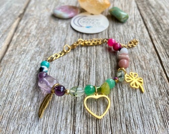 Fly and Shine Crystal Bracelet | New Life & Confidence bracelet | Rainbow Jewelry Spiritual Gift for Her | Natural Stones for Goddess Jewels