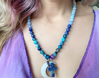 Benutzerdefinierte Perlen Halskette Mala inspiriert, Intuitiv gemachte Halskette, einzigartige Halskette für Sie, Edelstein Halskette, spirituelle Geschenke Kristalle