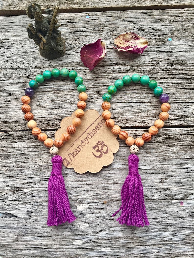 Tassel Bracelets RaMaDaSa Mala bracelets for Healing Agate Amethyst Bracelet sold individually or bracelet set