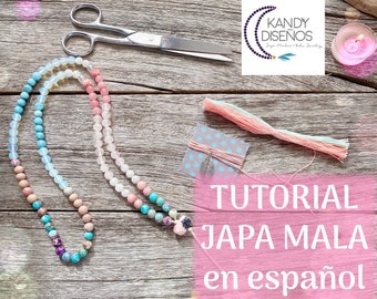 Tutorial How to Make a Japa Mala Necklace 108 beads by Kandy Disenos - Professional PDF and Exclusive Youtube Video - Spanish Version