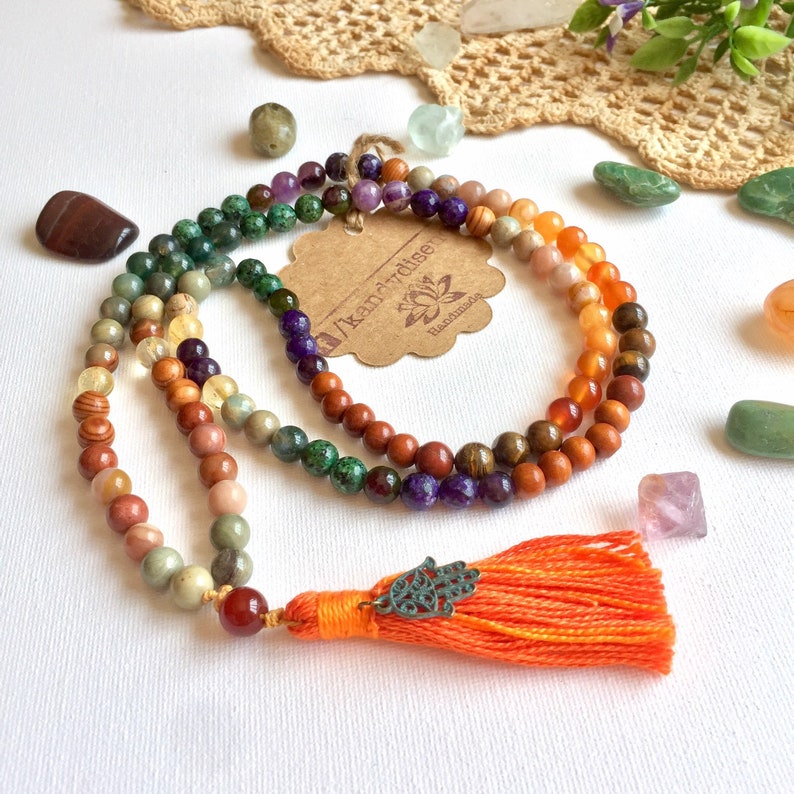 108 Mala Necklace With Tassel Hope ॐ Jewelry Yoga Meditation - Etsy