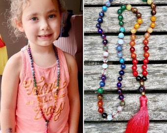 Kids Chakra Mala Beads necklace | Mini Mala for Kids | Kids Mala Beads | Chakra Stones necklace Kids Meditation beads | Chakra necklace