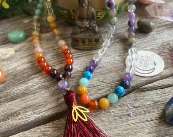 Kundalini Chakra Mala Necklace Activating Your Kundalini ॐ Buddhist Necklace, Mala beads, 108 bead, tassel Japa Mala lotus, meditation beads